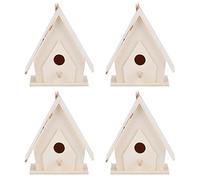 Cloimei Casa de pájaros de Madera, decoración de jardín al Aire Libre, Madera de platano Natural, nidos de pájaros Colgantes, Jaula, Adorno Hecho a Mano para Patio, balcón, Juego d
