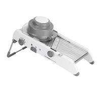 Cloimei Cortador de verduras de acero inoxidable Rallador de alimentos multifuncional con empujador de seguridad para rebanar, triturar, cortar en cubitos, patatas, zanahorias, pep