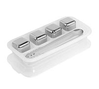 Cloimei Cubitos de Hielo de Acero Inoxidable Piedras Reutilizables para Enfriar Vino y Whisky con Caja de Almacenamiento de Pinzas para Hielo Piedras de Hielo de Metal No Porosas P (4 cápsulas con