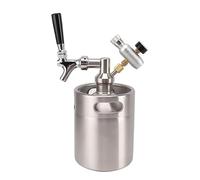 Cloimei de mini barril de cerveza de acero inoxidable, capacidad de 2 litros con válvula de salida ajustable de calibre 60 PSI para elaboración casera de café, cerveza de barril,