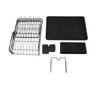 Cloimei Dish Drying Rack 2 Tier Foldable Space Saving Kitchen Organizer with Drainage Holes for Countertop Storage of Dishes Utensils Cups Stainless Steel Heavy Duty (Black)