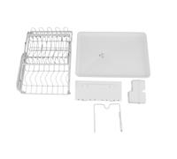 Cloimei Dish Drying Rack 2 Tier Foldable Space Saving Kitchen Organizer with Drainage Holes for Countertop Storage of Dishes Utensils Cups Stainless Steel Heavy Duty (White)