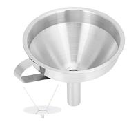 Cloimei Embudo de acero inoxidable 304 con filtro extraíble herramienta de cocina para verter aceite cerveza café agua líquido espejo pulido duradero diseño de fácil agarre 4.1 oz (Medium 13CM)