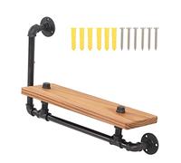 Cloimei Estantería de pared industrial, estantes flotantes, tablero de madera rústica, soportes de tubería metálica, almacenamiento de pared de estilo vintage para cocina, baño, sa (Estilo de esquina)