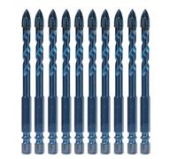 Cloimei Juego de brocas profesionales con punta de lanza cruzada, 10 brocas con punta de carburo para mampostería con vástago hexagonal de 1/4 de pulgada para azulejos de cerámica, (apertura de 8 mm)