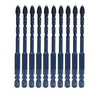 Cloimei Juego de brocas profesionales con punta de lanza cruzada, 10 brocas con punta de carburo para mampostería con vástago hexagonal de 1/4 de pulgada para azulejos de cerámica, (apertura de 6 mm)