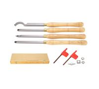 Cloimei Juego de cinceles para torno de madera profesional, 4 piezas, herramientas de torneado con punta de carburo para carpintería con mangos de madera ergonómicos y caja de alma
