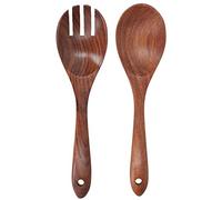 Cloimei Juego de servidores de ensalada de madera de acacia, tenedor y cuchara de madera para mezclar, servir, cocinar, utensilios de cocina, utensilios de madera natural duraderos