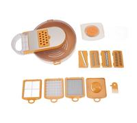 Cloimei Juego profesional de picador y rallador de verduras con cuchillas de acero inoxidable y cesta coladora para preparación rápida de alimentos, rebanar y triturar en dados para cocinas domésticas