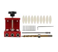 Cloimei Kit profesional con plantilla para orificios de bolsillo, guía de taladro para carpintería de aleación de aluminio con plantilla de 3 orificios para fabricación de muebles, (Roja)