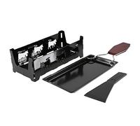 Cloimei Mini Raclette Grill Set Bandeja portátil antiadherente para derretir queso con mango de madera para interior y exterior, camping, picnic, acero al carbono, negro, 7,28x3,62