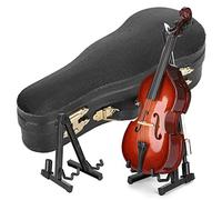 Cloimei Modelo de bajo de Madera en Miniatura, Adorno de Instrumento Musical Hecho a Mano con Soporte y para decoración de Escritorio de Oficina en casa, Regalo de colección 5,5 x