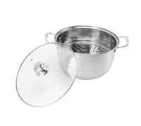 Cloimei Olla de vapor de acero inoxidable de primera calidad, olla de cocina gruesa multicapa de gran capacidad con tapa de vidrio para comidas, uso familiar en la cocina (Doble Capa)