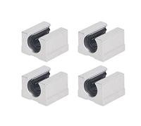 Cloimei Paquete de 4 bloques deslizantes de rodamientos lineales de bolas SBR12UU, unidades de rodamientos de movimiento lineal abierto de aleación de aluminio, deslizamiento suave