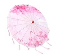 Cloimei Paraguas de borla de seda hecho a mano, paraguas decorativo de papel al óleo chino para danza, actuación, fotografía, decoración del hogar, exhibición de tienda, azul real, (Estilo borla rosa)