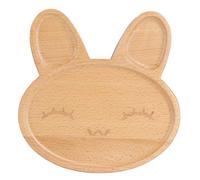 Cloimei Plato de madera de conejo bonito, plato dividido, vajilla, bandeja para servir comida, cuenco para aperitivos seguro y duradero para la hora de comer, 20x20cm