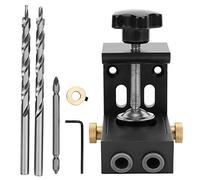 Cloimei Professional Aluminum Alloy Oblique Hole Locator Positioner Woodworking Tool Set with Step Drill Bits for DIY Woodworking Projects and Home Renovation