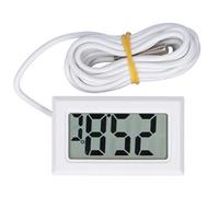 Cloimei Termómetro digital Mini LCD Instrumento electrónico de medición de temperatura con cable con pantalla grande para uso en la cocina del acuario en el hogar Plástico ABS Negr (Blanca)