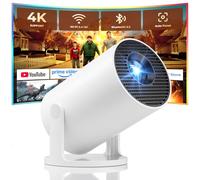 ClokoWe Mini Proyector Portátil Con WiFi Y Bluetooth, Aplicaciones Integradas, Compatible Con 4K 1080P, Rotación De 180°, Keystone Automático, Proyector De Películas Compatible Con HDMI/USB/TV