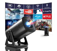 ClokoWe Mini proyector, proyector 4K 1080P Compatible con WiFi y Bluetooth, Soporte Ajustable de 270° para Cine en casa al Aire última intervensión con Android TV OS y 8000+Aplicaciones para teléfono