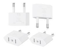 Clomnpe 4 Piezas Adaptador Enchufe Americano a Europeo, Adaptador Enchufe USA a España, Compacto, Fácil de Transportar y Usar, Adecuado para Viajes de EE.UU./Canadá/Japón/Asia a España/Europa-Blanco