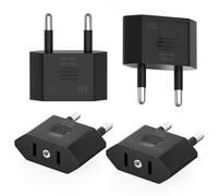 Clomnpe 4 Piezas Adaptador Enchufe Americano a Europeo, Adaptador Enchufe USA a España, Compacto, Fácil de Transportar y Usar, Adecuado para Viajes de EE.UU./Canadá/Japón/Asia a España/Europa-Negra