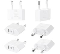 Clomnpe 6 Piezas Adaptador Enchufe Americano a Europeo, Adaptador Enchufe USA a España, Compacto, Fácil de Transportar y Usar, Adecuado para Viajes de EE.UU./Canadá/Japón/Asia a España/Europa-Blanco