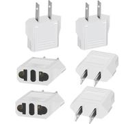 Clomnpe 6 Piezas Adaptador Enchufe Europeo a Americano, Adaptador Enchufe Americano a Español, Tipo C/E/F/L/N a Tipo A para Viajeros Que Visitan USA/Japón/México/Canadá-Blanco