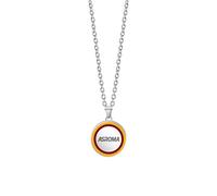 Clondo Collar para hombre y mujer As Roma de acero inoxidable - Producto oficial fútbol - Joya con logotipo - Idea regalo elegante para aficionados amarillos - Niño y niña, Medium, Acero aleado, Sin