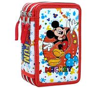 Clondo Estuche de Triple Relleno 3D para Mickey Fan, 44 Utensilios Escolares, 3 Cremalleras, Lápices de Colores, rotuladores, Tijeras