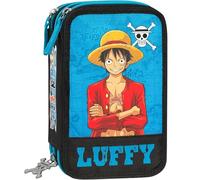 Clondo Estuche Triple Relleno para Niños, para One Piece Luffy Fans, 45 Accesorios Escolares, 3 Cremalleras, Compartimentos Organizados, Lápices de Colores, Rotuladores, Tijeras