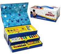 Clondo Maletín de colores para niños con rotuladores con 52 piezas, para Mickey Fan, ceras, kit dibujo y pintura, idea regalo niño