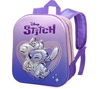 Clondo Mochila Infantil 3D Morada, Para Fan de Stitch y Angel | Ideal para Escuela, Guardería o Preescolar | Ligera, Cómoda y con Tirantes ajustables | 31x11x26 cm