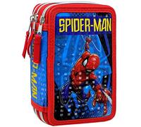 Clondo Spiderman Estuche 44 Piezas para bolígrafos, Caja para artículos de papelería, Estuche Educación Primaria, Rotuladores y lápices de Color, para niños y niñas, Plumier 3 Compartimentos