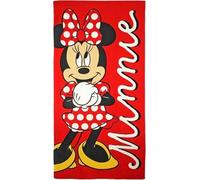 Clondo Toalla de playa para niña, 70 x 140 cm, para Minnie Fan - Microfibra suave de poliéster - Toalla de playa o piscina, colores vivos, idea de regalo de verano, producto oficial, rojo
