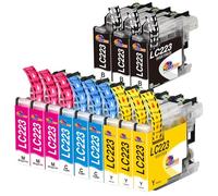 Clorisun LC 223 LC 221 Cartuchos de Tinta para Brother LC223 LC221 Negro Cian Magenta Amarillo para Brother MFC-J480DW J5620DW J680DW J4420DW J5320DW J4620DW J880DW DCP-J4120DW J562DW (Paquete de 12)