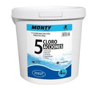 Cloro multifunción de 5 acciones para mini piscinas en tabletas de 200 gr. | Cantidad total 4 kg. Control y mantenimiento del agua.