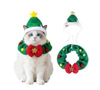 Clorvint Sombrero de Papá Noel con bufanda, juego de 2 piezas de disfraz de gato de Navidad para perros pequeños, conejos, decoración de Año Nuevo, trajes para mascotas, color verde