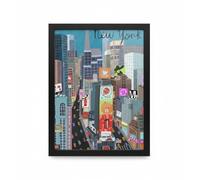 Close Up Carla Daly - Póster de Times Square New York ilustrativo colorido humorístico impresión de alta calidad en varios formatos a elegir marco, 20 cm x 30 cm, marco negro