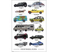 Close Up Four Wheel Icons - Póster (61 x 91,5 cm) + 2 láminas transparentes para póster con colgador
