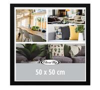 Close Up Marco de fotos cuadrado de MDF con cristal de PVC irrompible, 50 x 50 cm, ancho del perfil 30 mm, color negro