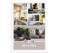 Close Up Marco de póster DIN A0 blanco de tablero de fibra de densidad media (84,1 x 118,9 cm), tamaño XXL con cristal de PVC irrompible, ancho de la barra de 40 mm