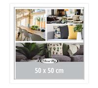 Close Up Marco para póster (50 x 50 cm), color blanco, cuadrado de MDF con cristal de PVC irrompible, ancho del perfil de 30 mm