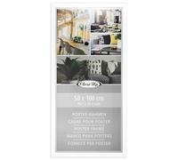 Close Up Marco para pósteres, 50 x 100 cm, color blanco, de tablero de fibra de densidad media con cristal de PVC irrompible, ancho del perfil de 30 mm