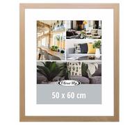 Close Up Marco para pósteres, 50 x 60 cm, madera de haya clara, marco de madera de densidad media, con panel posterior, colgadores para formato vertical y horizontal, con cristal de PVC irrompible