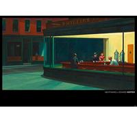 Close Up Póster de Edward Hopper Nighthawks/Halcones de la Noche (91,5cm x 61cm) + 2 Marcos Transparentes con suspención