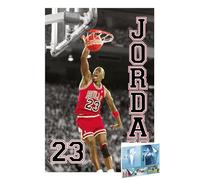 Close Up Póster de la NBA de Michael Jordan (23 Slam Dunk) (tamaño: 61 cm x 91,5 cm) (con póster a rayas)