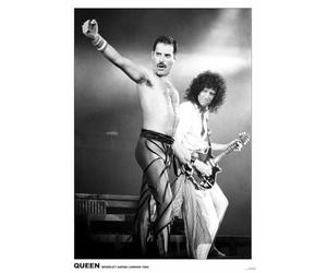 Close Up Póster de la Reina en directo en Wembley Arena 1984 | Freddy Mercury & Brian May | Art Print | Póster de la cinta, en color, 59,5 x 84 cm