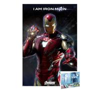 Close Up Póster de los Vengadores Endgame (I Am Iron Man) (tamaño: 61 cm x 91,5 cm) (póster y póster a rayas)