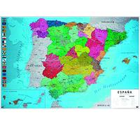Close Up Póster Mapa Físico Político de España (91,5cm x 61cm) + 2 Marcos Negros para póster con suspención